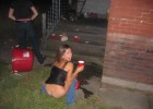 Drunk teen pissing on the lawn